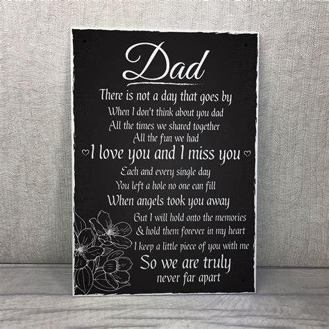 Love Miss You Dad Memorial Grave Plaque Fathers Day Daddy T