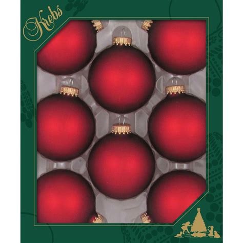 8ct Red Matte Glass Christmas Ball Ornaments 25 67mm