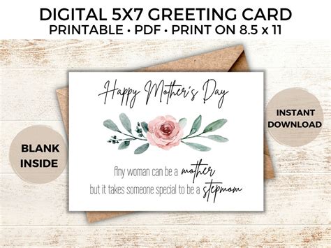Stepmom Mothers Day Greeting Card Card For Mom Etsy