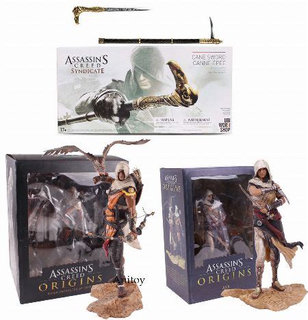 Assassins Creed Aya Bayek Statue Jacob Frye Cane Sword Action Figures