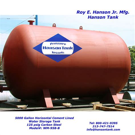 WM958B 5000 Gallon Water Storage Tank Cement Lined Asme Water Tank