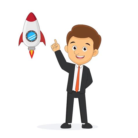 Premium Vector Businessman With Rocket Startup