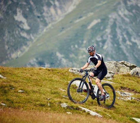 Mountain Biker On Trails Stock Photo Image Of Bicycling 58289322
