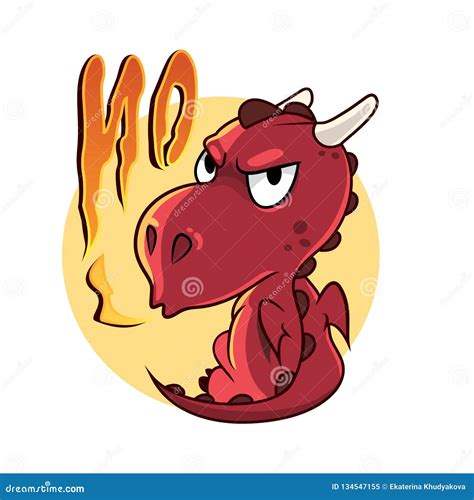 Funny Red Dragon In Cartoon Style Stock Vector Illustration Of