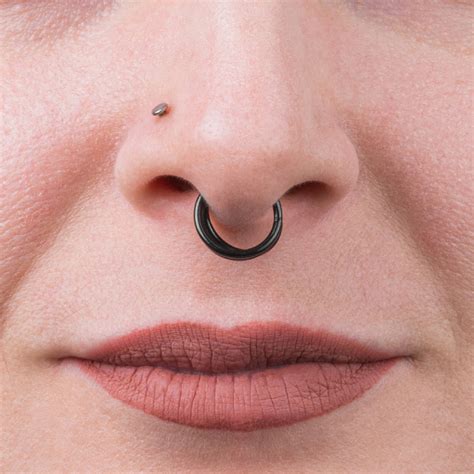 Titanium Hinged Open Stacked Septum Ring 12mm Gauge In Black Custom