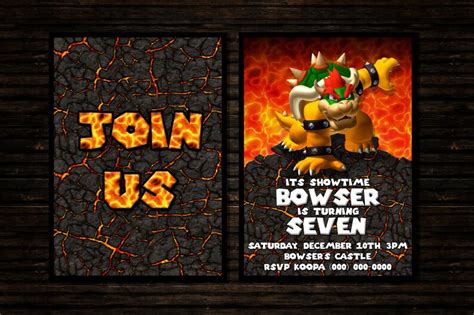 Custom Bowser Super Mario Bros Birthday Invitation Etsy