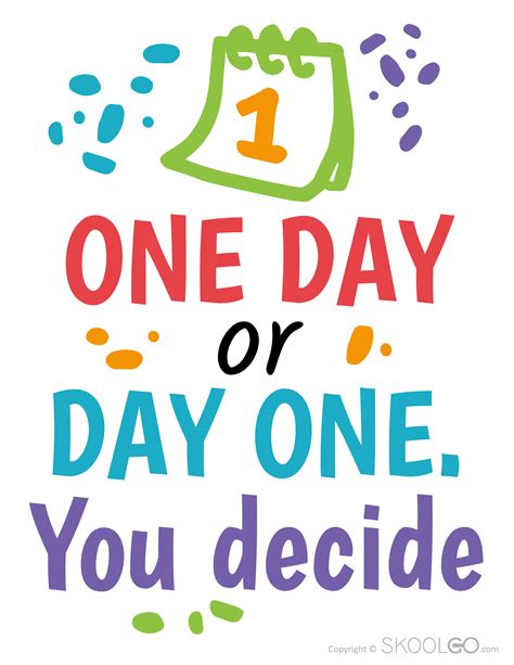 One Day Or Day One You Decide Free Classroom Poster Skoolgo