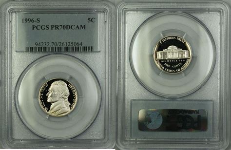Jefferson Nickel 1996 S Proof 5c Coin Pcgs Pr 70 Deep Cameo Perfect