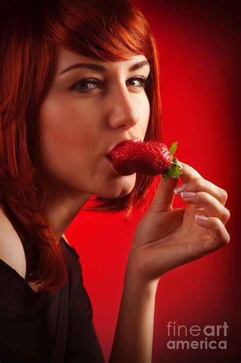 Woman Eating Strawberry Photograph By Anna Om Fine Art America