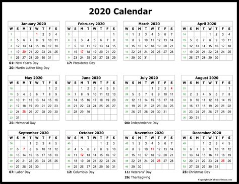 Printable Blank Yearly 2020 Calendar Template Pdf Calendar Dream Riset