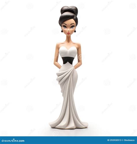 cartoonish white and black dress figurine with glamorous hollywood portraits stock illustration