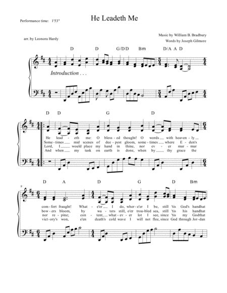 He Leadeth Me Sheet Music William B Bradbury Joseph Gilmore Piano