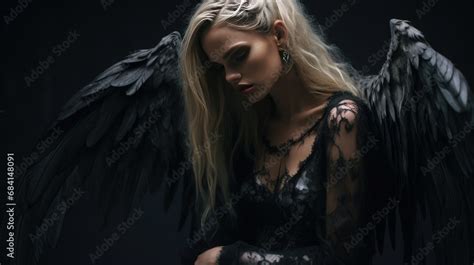 Mysterious Woman With Angelic Face In Dark Aesthetic Hyper Realistic