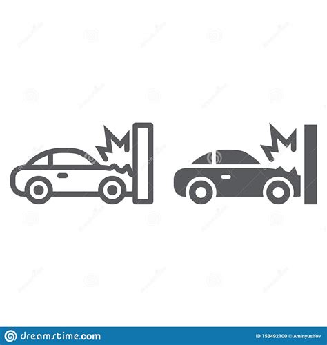 Traffic Accident Line And Glyph Icon Disaster And Auto Car Crash Sign