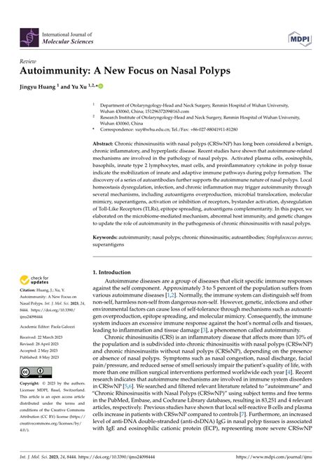 Pdf Autoimmunity A New Focus On Nasal Polyps