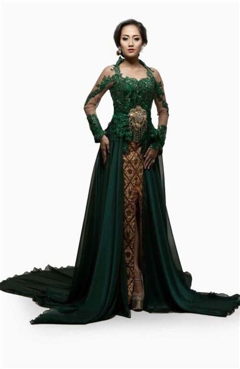 emerald green kebaya traditional dress of indonesia design by olanye by eko tjandra indonesian