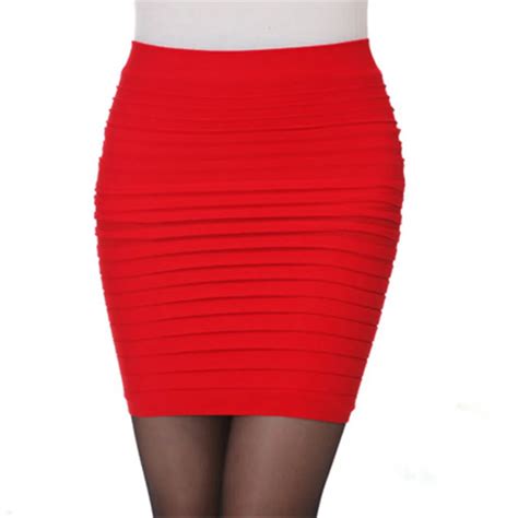pleated high waist candy color pencil short skirts trendy style female tight fashion skirt