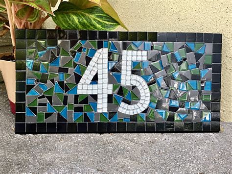 Unique Mosaic House Number Sign Green Street Mosaics