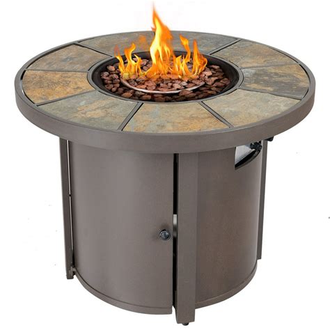 Costway 32 Round Outdoor Propane Gas Fire Pit Table 30 000 Btus Patio Heater With Cover