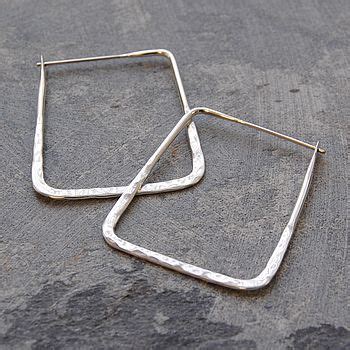 Battered Large Square Sterling Silver Hoops By Otis Jaxon Silver Jewelry Handmade Modern