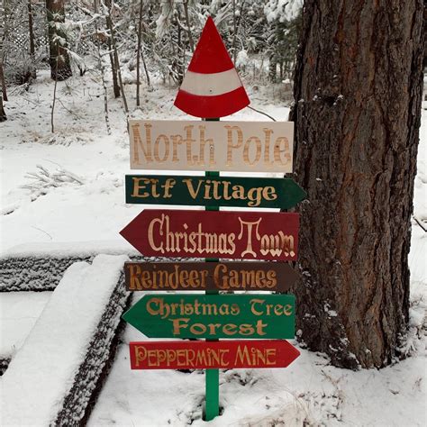 North Pole Directional Sign Christmas Yard Decoration Choose