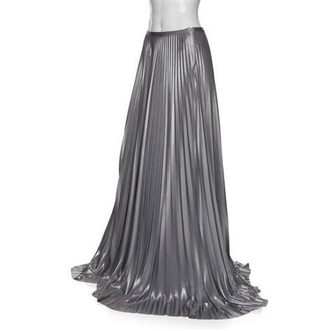 Halston Exclusive Pleated Maxi Skirt Silver In Metallic Lyst