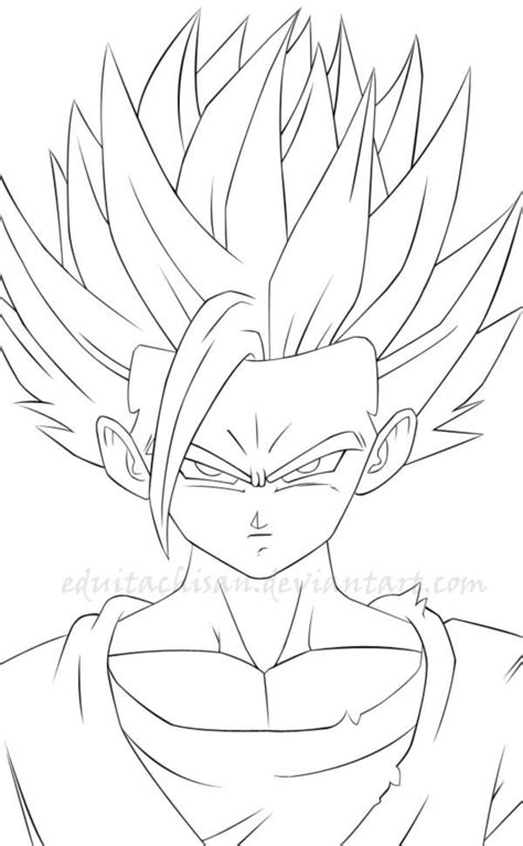 Gohan Lineart By Eduitachisan Dragon Ball Painting Dragon Ball Art