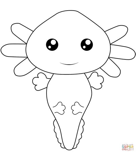 Kawaii Axolotl Coloring Page Free Printable Coloring Pages Marvel