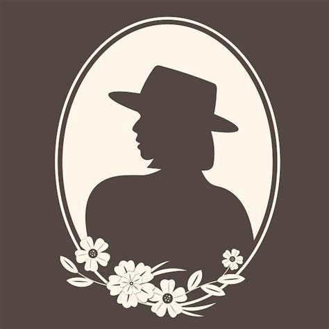 Premium Vector Vintage Woman Silhouette In Hat With Floral Frame