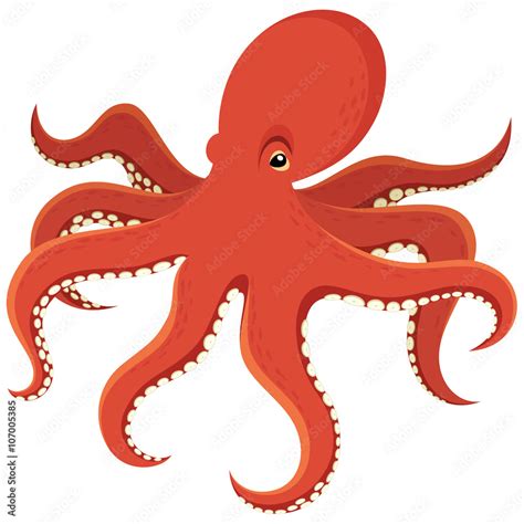 Vector Illustration Of A Cartoon Octopus Stock Vector Adobe Stock