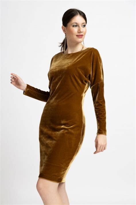 Rochie Scurta Din Catifea Gold