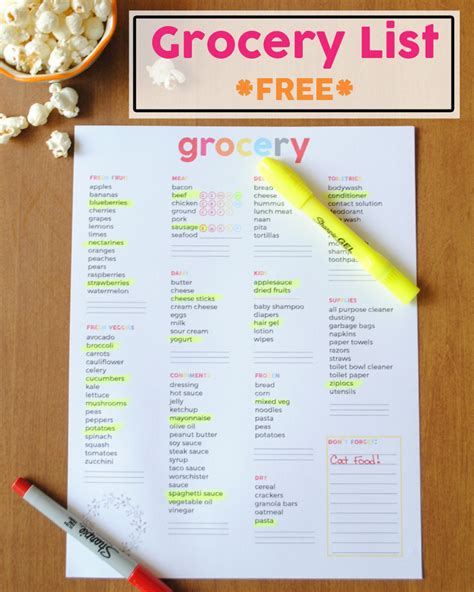 Customisable Grocery Shopping List A Free Printable Organized Meg Grocery List Printables
