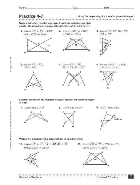 Cd and fe are parallel and cd = fe. Congruent Triangles Worksheet | Homeschooldressage.com