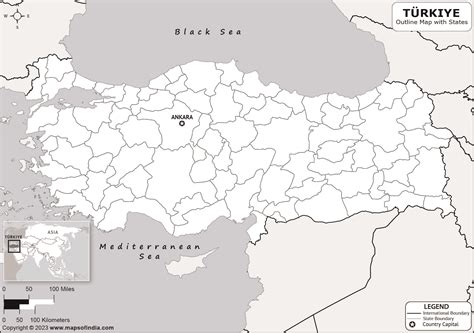Turkey Outline Map Turkey Outline Map With State Boundaries