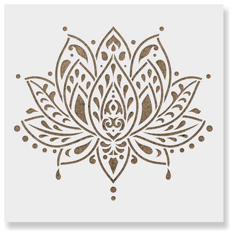 Sacred Lotus Flower Stencil For Diy Projects Contemporary Wall