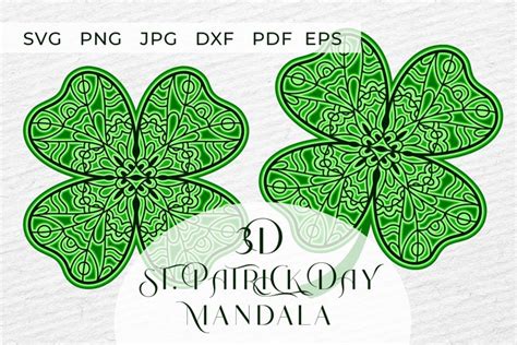 3d St Patricks Day Layered Mandala Svg Clover Mandala Svg