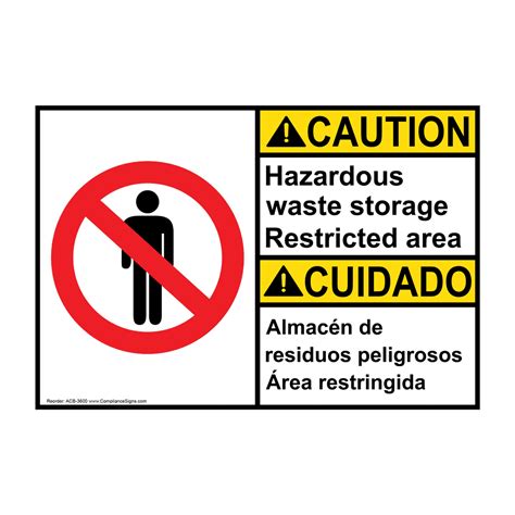 Caution Sign Hazardous Waste Storage Bilingual Sign Ansi
