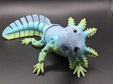 3d Printable Adorable Articulated Axolotl Print In Place Body Snap