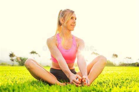 Young Woman Stretching Before Exercise Stock Photo Image Of Jogging