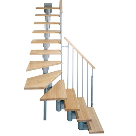 Prefab porch stairs, ready made outdoor stairs, premade exterior steps for house, prefab outdoor stairs, prefab outdoor wood stairs, how important is premade. Arke Kompact 35 in. Grey Modular Staircase "L" Kit-K35025 ...