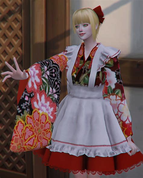 Sims4 Japanese Kimono Maid Dress Sims 4 Clothing Sims 4 Anime Sims 4