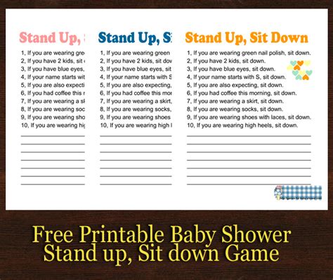 We did not find results for: Free Printable Stand Up and Sit Down Game for Baby Shower