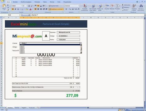 Mini Aplicaciones En Excel Factura En Excel Simple