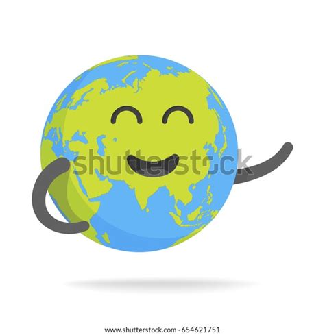 Cute Cartoon Earth Character World Map Stock Vector Royalty Free