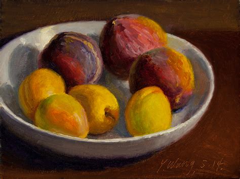 Wang Fine Art Peaches And Apricots Still Life Daily Painting A