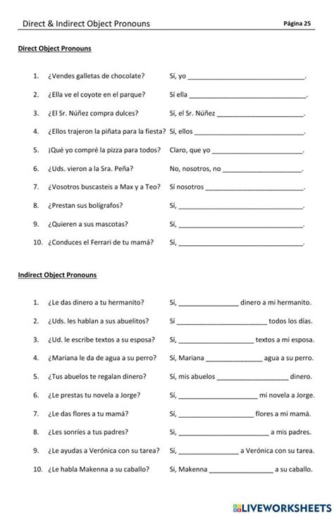 Differentiated Spanish Indirect Object Pronoun Practice Higher Worksheets Library