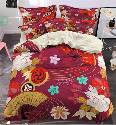 Hot Japan Style Duvet Cover Set Bedclothes Bed Linen Sakura Printed