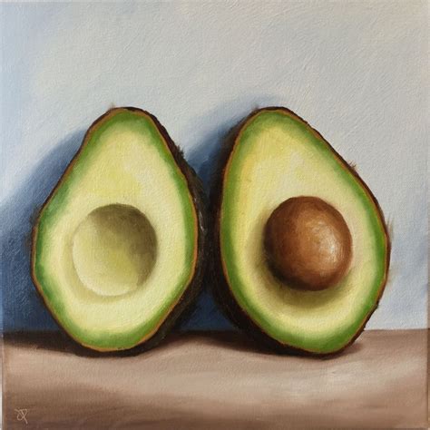 Large Avocado Halves 2016 Oil Painting By Jane Palmer Avocado