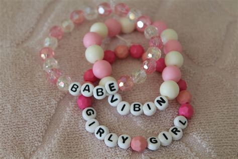 Girly Pink Bead Bracelet Set Aesthetic Trendy Bead Bracelets Etsy