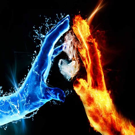 Fire And Water Hands Graphic Art Hd Wallpaper Wallpaper Flare